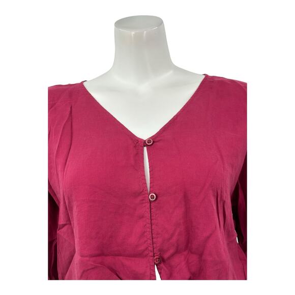 Cloth & Stone Anthropologie Top Womens XS Spiced Wine Red Cropped Tie Front Boho - Picture 2 of 8